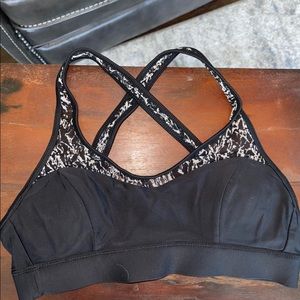 BLACK LULULEMON MESH SPORTS BRA